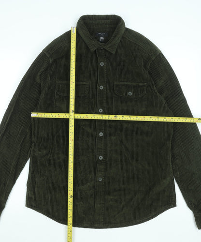 New Look Men's Khaki Corduroy Long Sleeve Button-Up Shirt L 41-43"