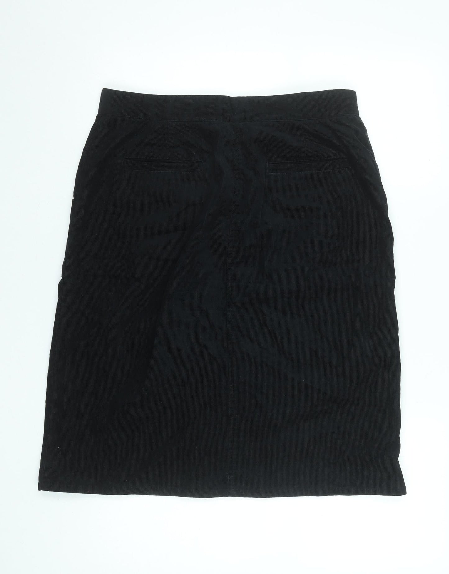 Thought Womens Black Corduroy Pencil Skirt Size 16 Stretch Cotton