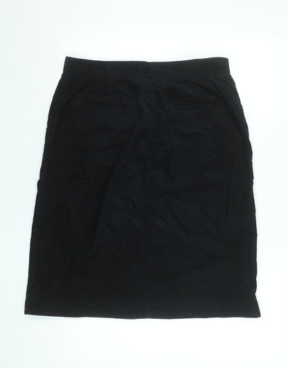 Thought Womens Black Corduroy Pencil Skirt Size 16 Stretch Cotton