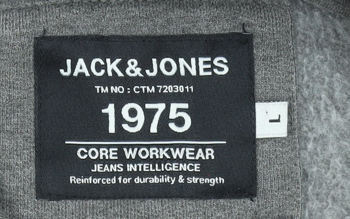 Mens UK Size L JACK & JONES Grey Pullover Hoodie