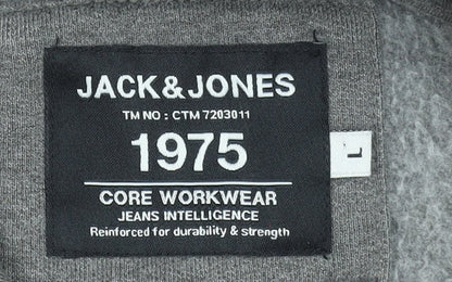 Mens UK Size L JACK & JONES Grey Pullover Hoodie