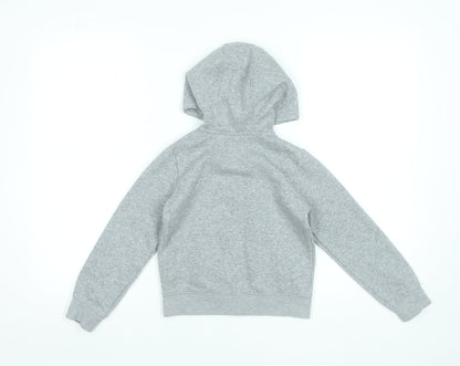 Nike Boys Grey Full Zip Hoodie 6-7 Years Cotton Blend Athletic Sweatshirt