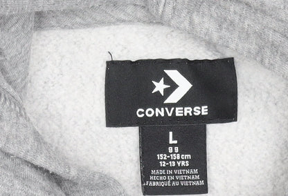 Converse Boys Grey Pullover Hoodie Size L 12-13 Years Graphic Print Cotton Blend