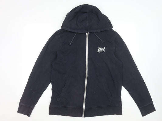 Mens UK Size XL JACK & JONES Blue Full Zip Hoodie