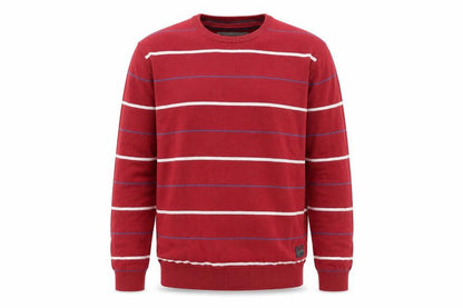 Front view of ESPRIT Men's Red Striped Cotton Crew Neck Jumper, size M