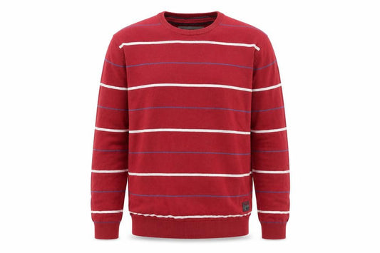 Esprit Men's Red Striped Cotton Crew Neck Jumper Size M