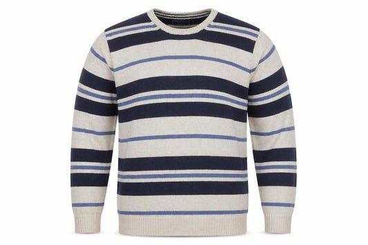 Maine New England Men's Beige Striped Cotton Jumper L