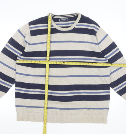 Maine New England Men's Beige Striped Cotton Jumper L