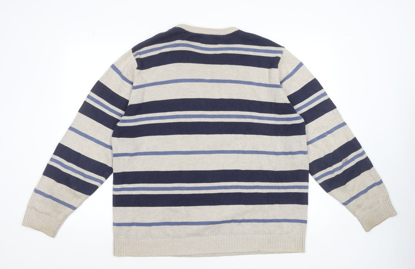 Maine New England Men's Beige Striped Cotton Jumper L