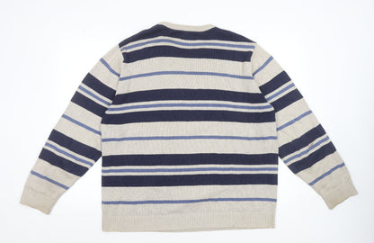 Maine New England Men's Beige Striped Cotton Jumper L