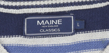 Maine New England Men's Beige Striped Cotton Jumper L