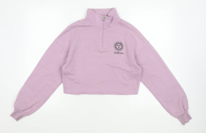Hollister Womens Lilac 1/4 Zip Relaxed Sweatshirt XS