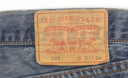Levi's 505 Men's Blue Straight Jeans W31 L34 Classic Fit Denim