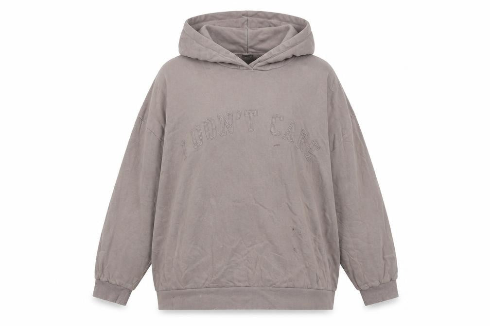 Front view of ASOS DESIGN women’s beige 2xl pullover hoodie cotton blend 'i don't care'