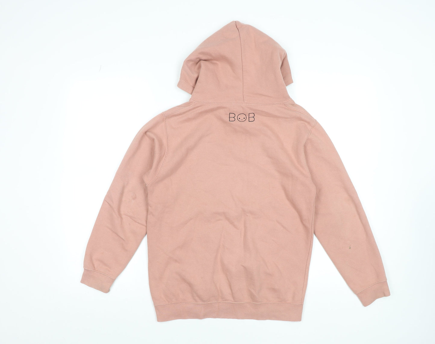 Bob The Brand Girls Pink Pullover Hoodie 9-10 Years Cotton Blend Logo Print