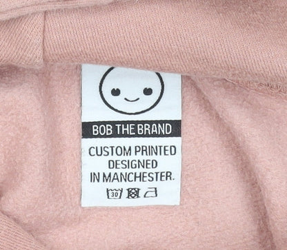 Bob The Brand Girls Pink Pullover Hoodie 9-10 Years Cotton Blend Logo Print