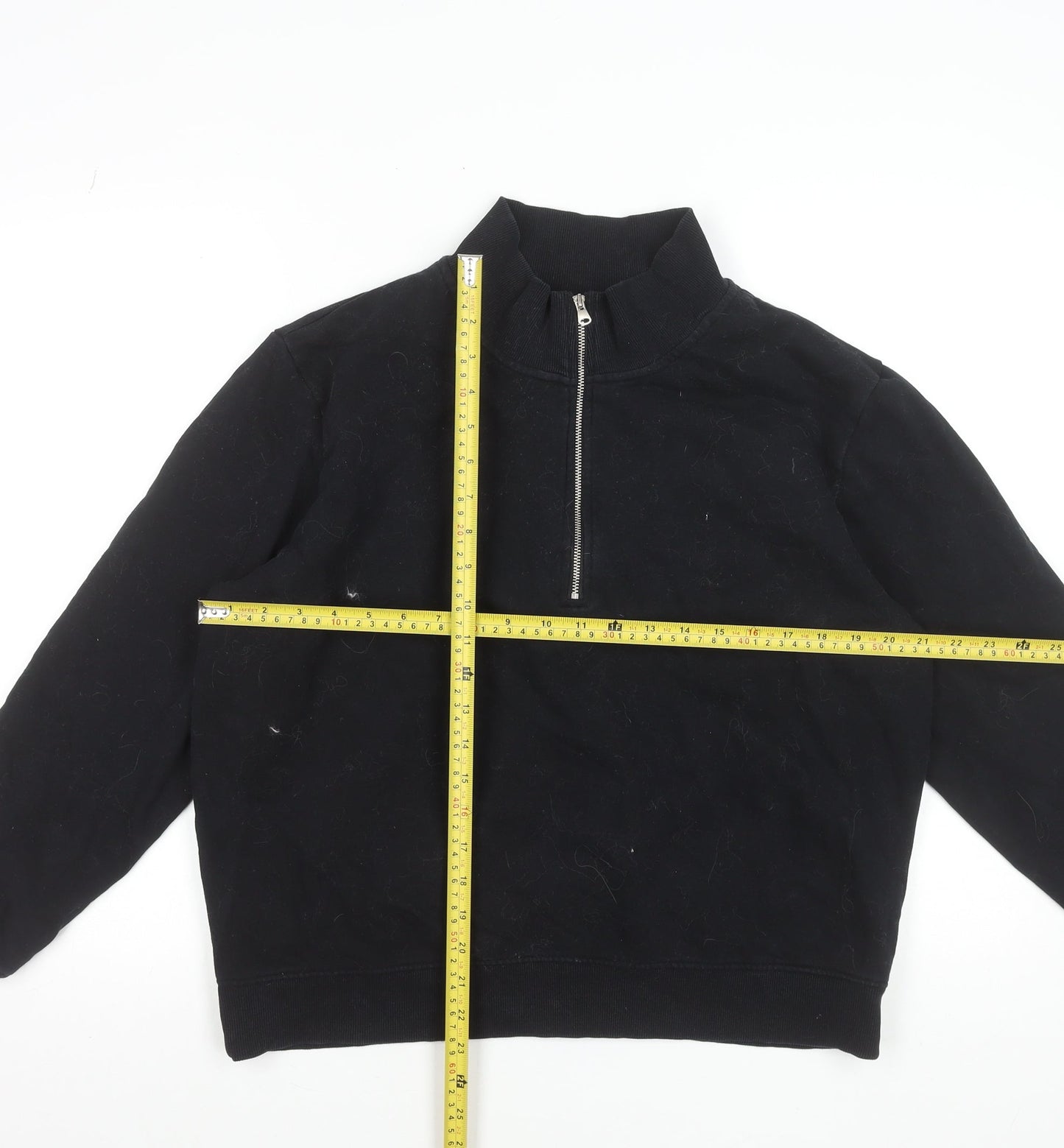 Marks and Spencer Men's Black 1/4 Zip High Neck Sweatshirt Size M
