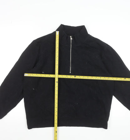 Marks and Spencer Men's Black 1/4 Zip High Neck Sweatshirt Size M
