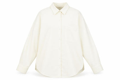 ZARA Women Ivory Relaxed Button-Up Shirt Size S Polyester Blend
