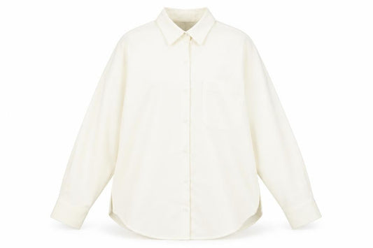 ZARA Women Ivory Relaxed Button-Up Shirt Size S Polyester Blend