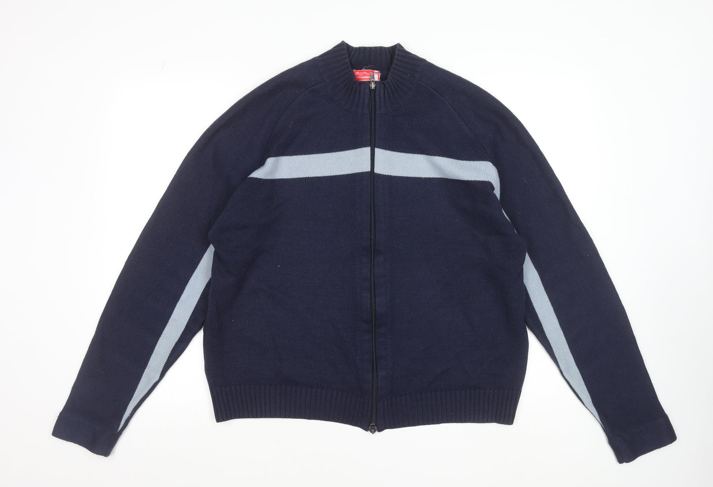 Fullcircle Men's Blue Full Zip Wool Blend Jumper Size L