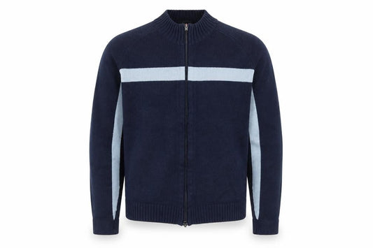 Fullcircle Men's Blue Full Zip Wool Blend Jumper Size L
