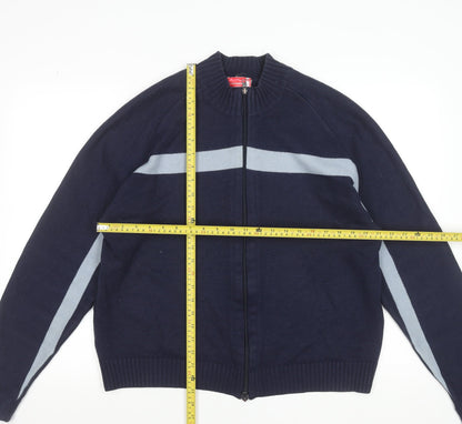 Fullcircle Men's Blue Full Zip Wool Blend Jumper Size L