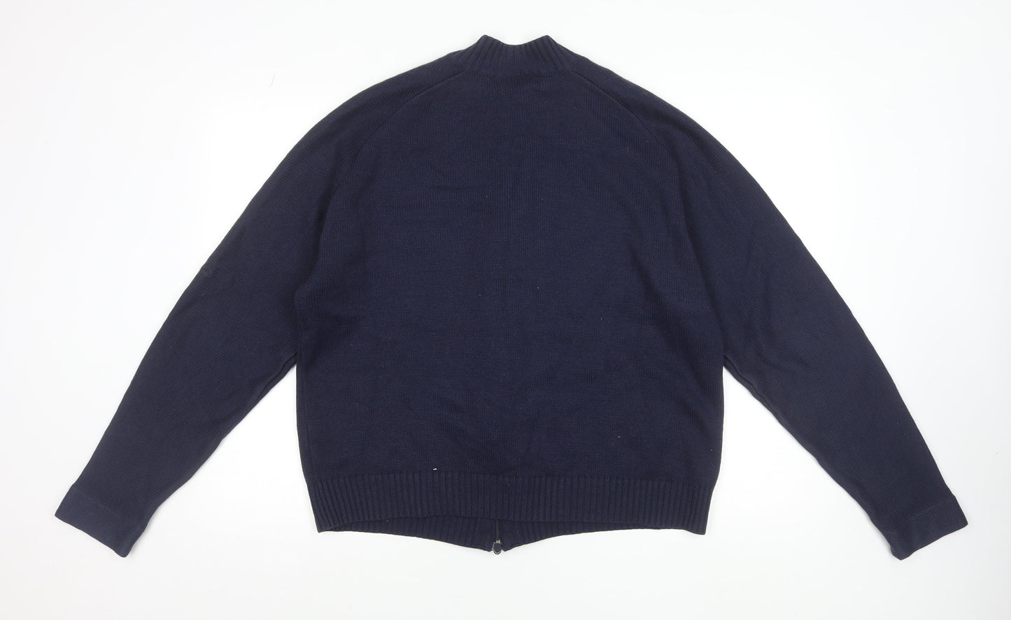Fullcircle Men's Blue Full Zip Wool Blend Jumper Size L