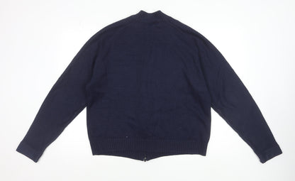 Fullcircle Men's Blue Full Zip Wool Blend Jumper Size L