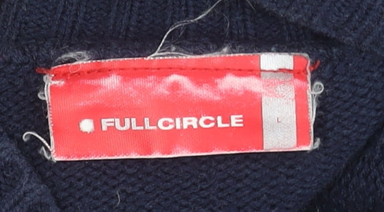 Fullcircle Men's Blue Full Zip Wool Blend Jumper Size L