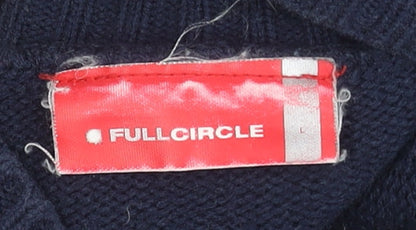 Fullcircle Men's Blue Full Zip Wool Blend Jumper Size L