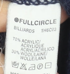 Fullcircle Men's Blue Full Zip Wool Blend Jumper Size L