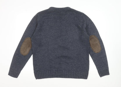 Tokyo Laundry Men's Blue Wool Blend Crew Neck Jumper L