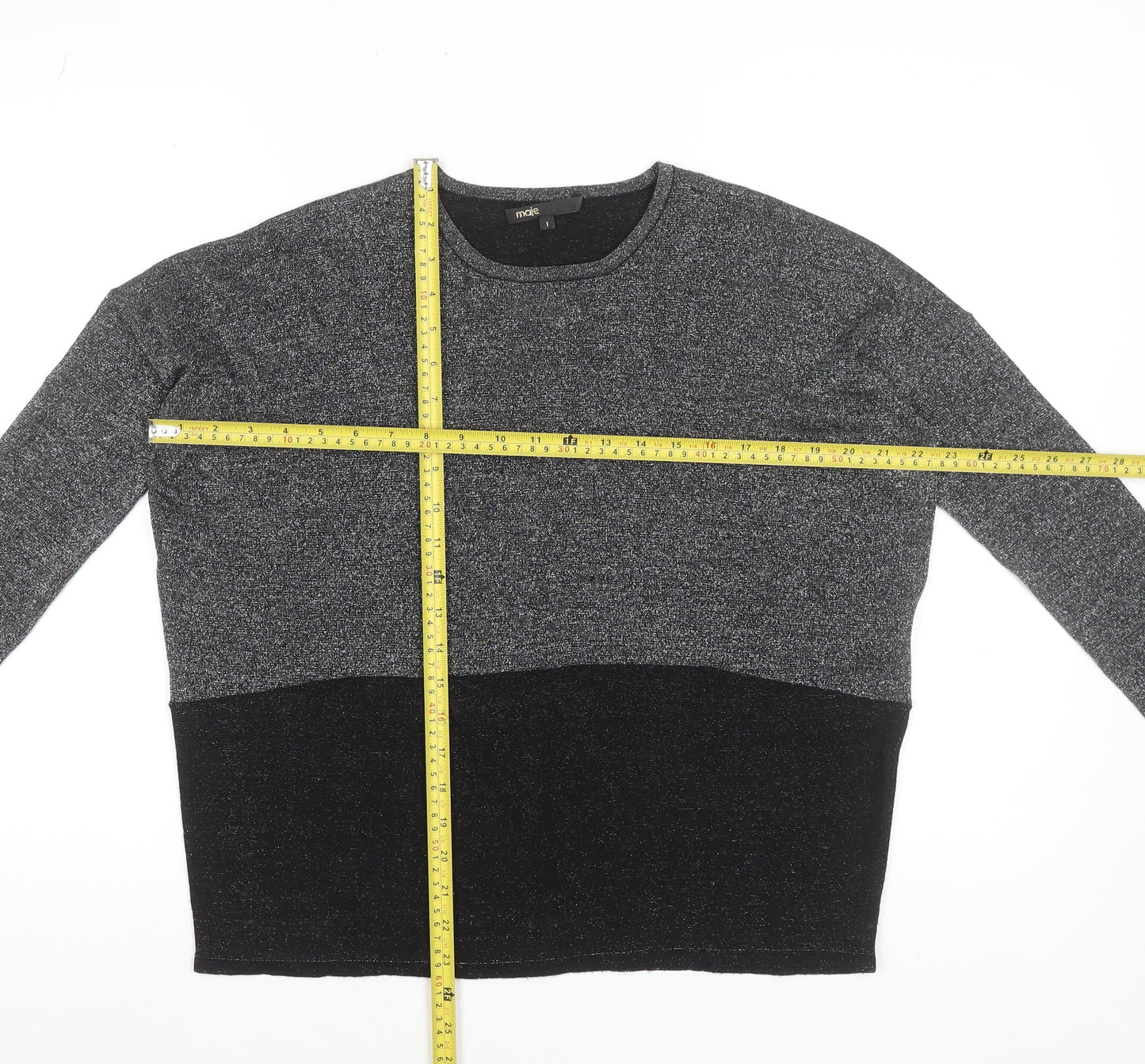 Maje Womens Grey Wool Metallic Knit Jumper Size S