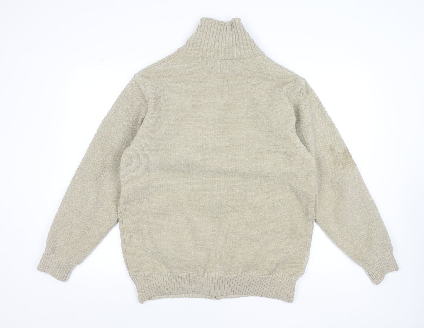 Raphael Valencino Mens Beige Knit Zip Jacket M Geometric Classic Style