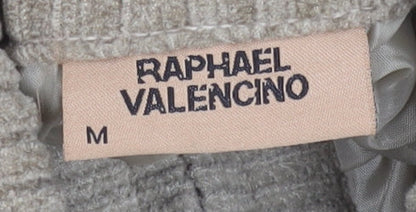 Raphael Valencino Mens Beige Knit Zip Jacket M Geometric Classic Style