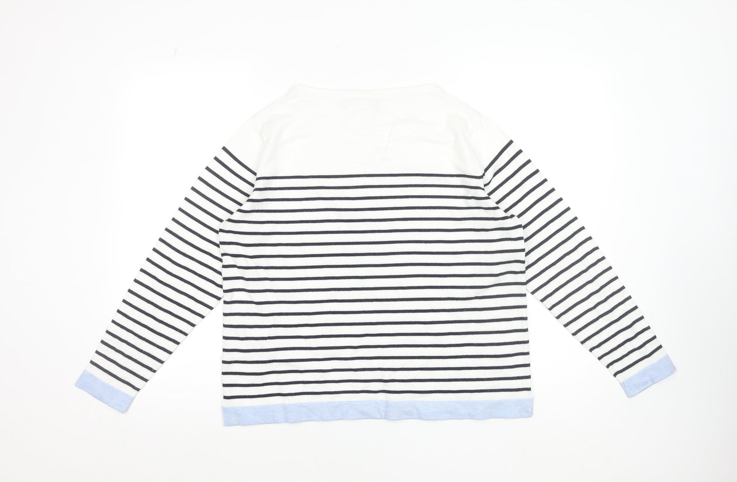 b.young Women’s White Striped Boat Neck Pullover Jumper XL