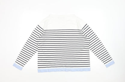 b.young Women’s White Striped Boat Neck Pullover Jumper XL