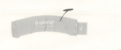 b.young Women’s White Striped Boat Neck Pullover Jumper XL