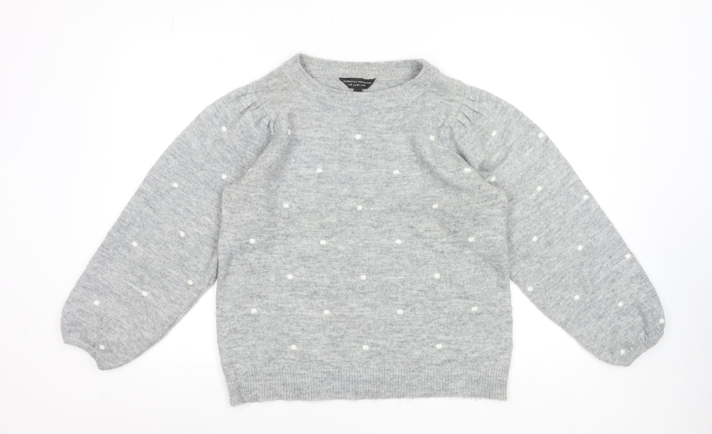 Dorothy Perkins Women’s Grey Polka Dot Crew Neck Jumper Size 12