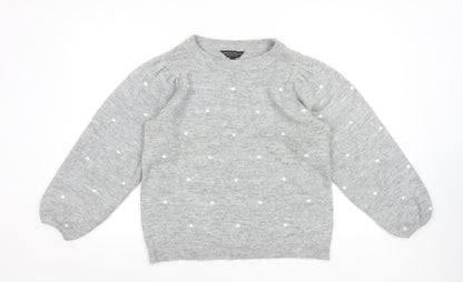 Dorothy Perkins Women’s Grey Polka Dot Crew Neck Jumper Size 12
