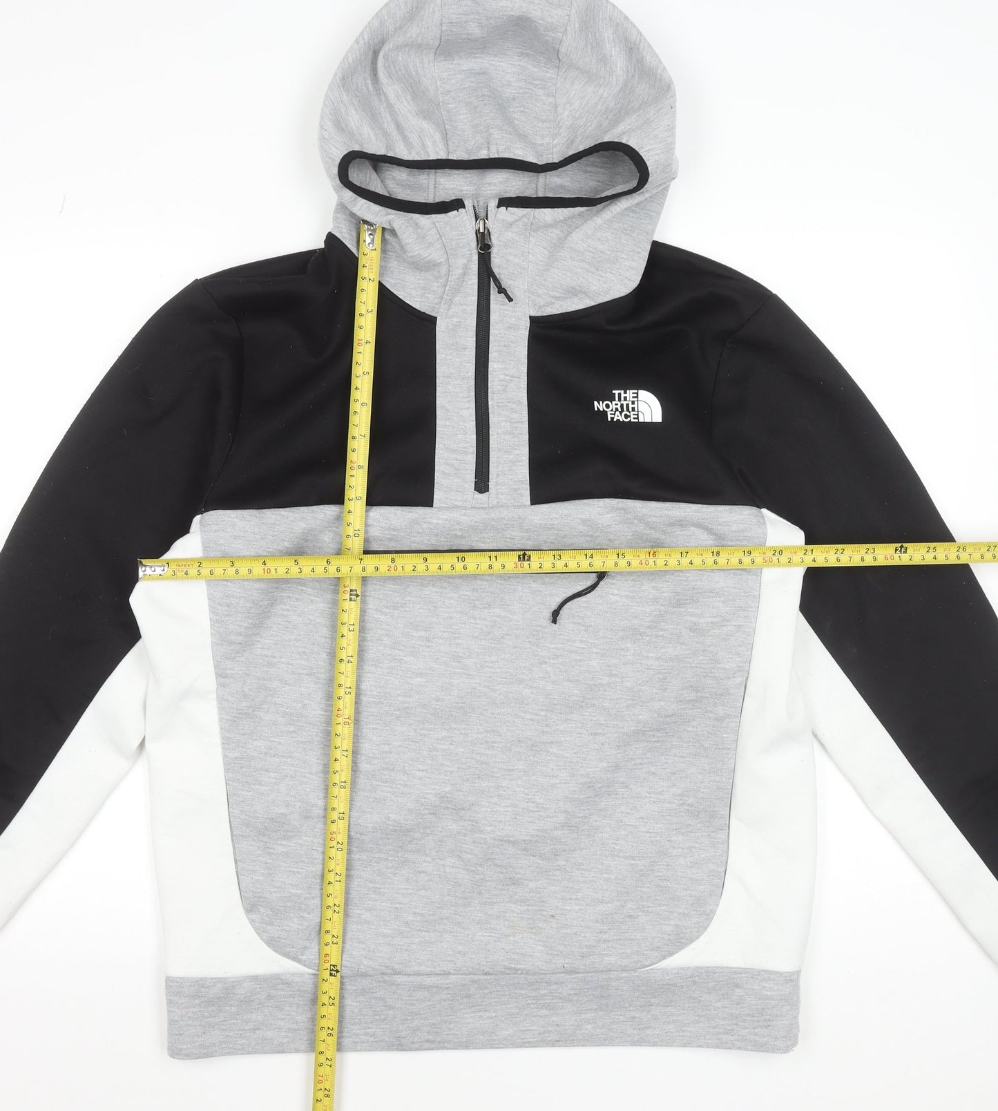 The North Face Men's Grey 1/2 Zip Hooded Sweatshirt L