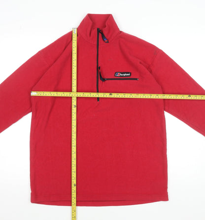 Berghaus Women Red Fleece Pullover Sweatshirt L 1/2 Zip Lightweight Outdoor