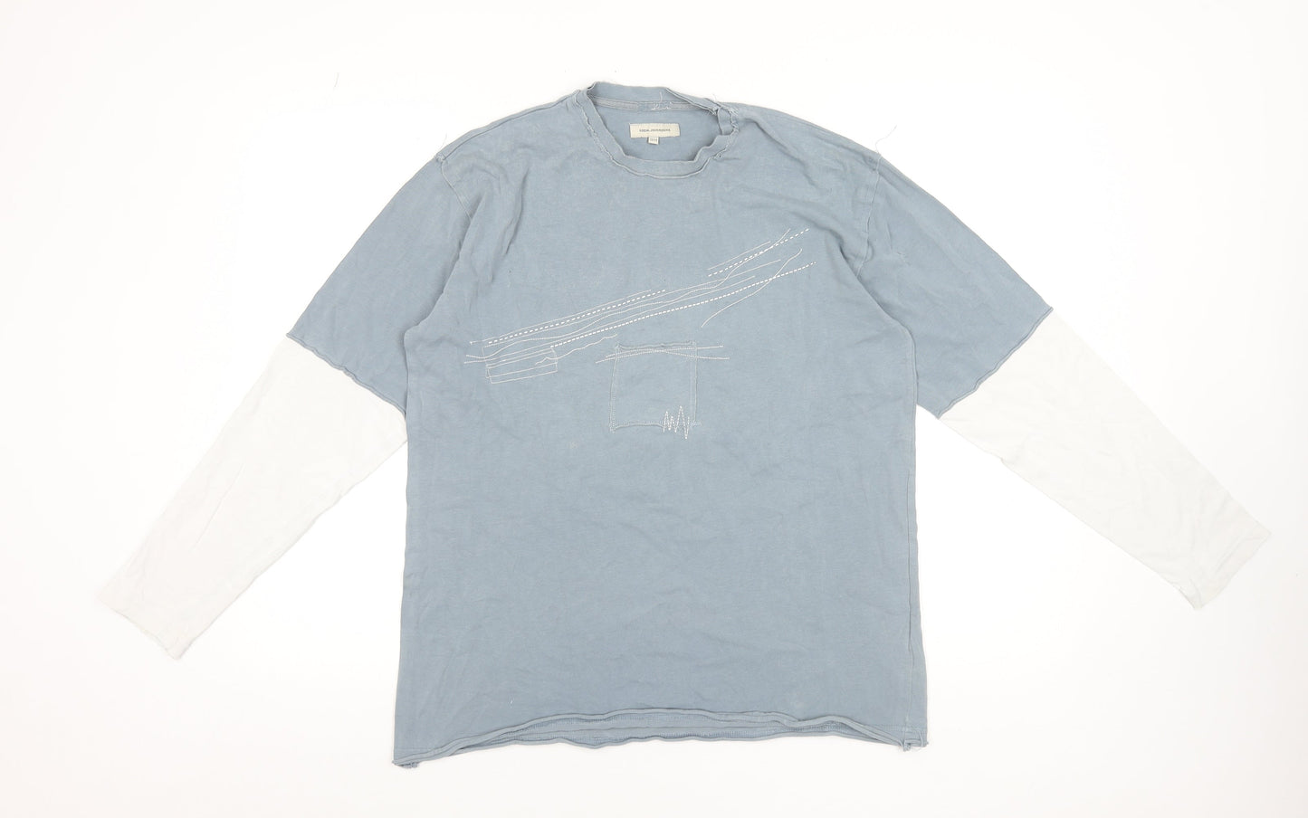 Rocha John Rocha Boys Blue Long Sleeve Layered Effect T-Shirt 13-14 Years Cotton