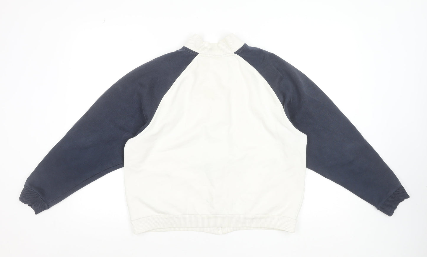 Adidas Women White & Navy Full Zip Hoodie Size 14 Cotton Blend