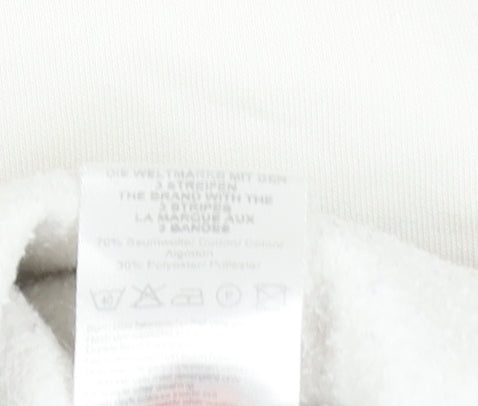 Adidas Women White & Navy Full Zip Hoodie Size 14 Cotton Blend