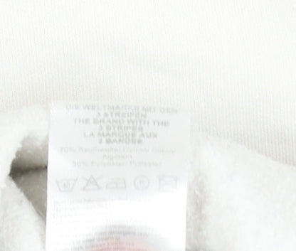 Adidas Women White & Navy Full Zip Hoodie Size 14 Cotton Blend