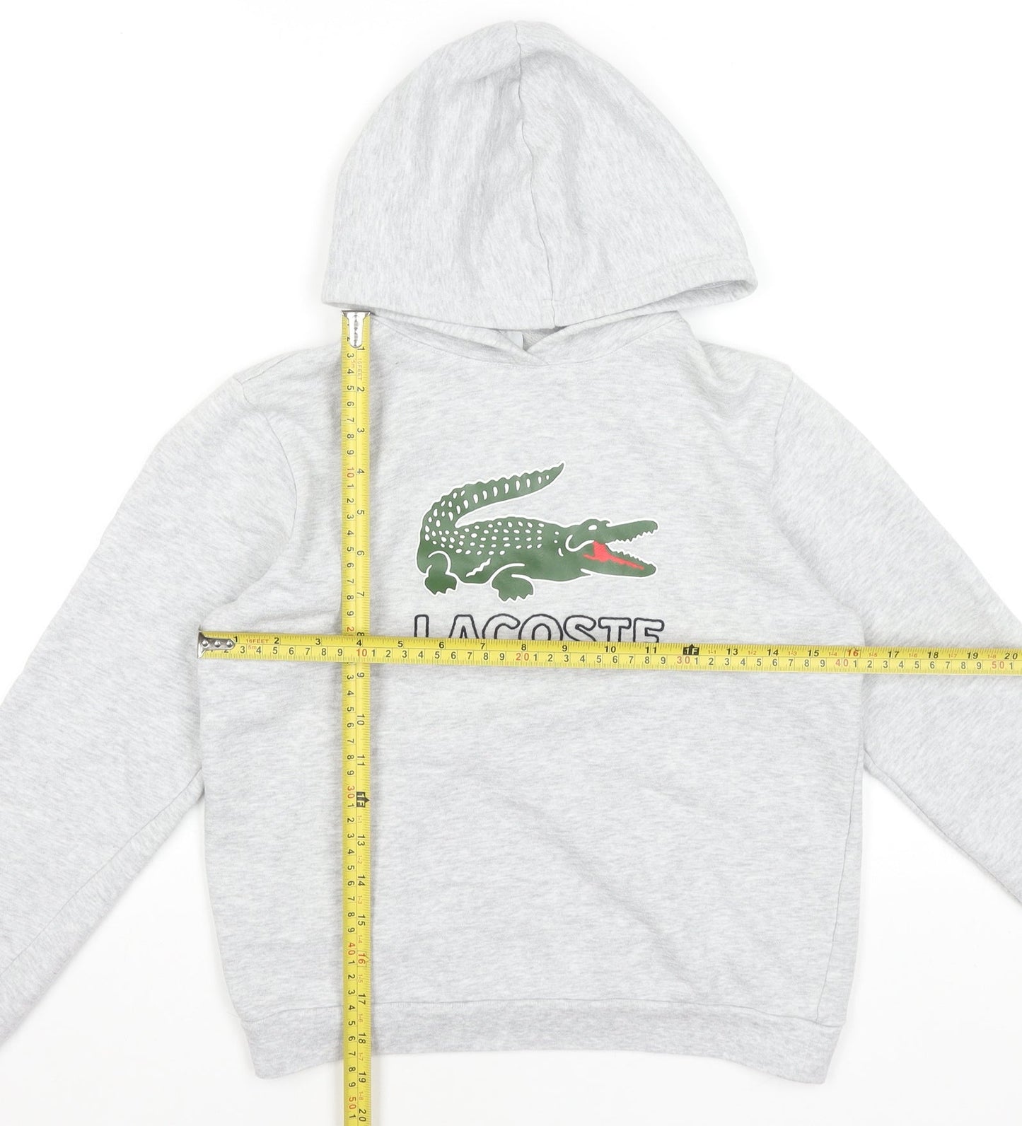 Lacoste Boys Grey Hoodie Size 10 Years Pullover Hooded Sweatshirt