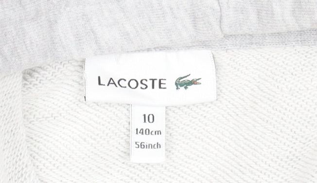 Lacoste Boys Grey Hoodie Size 10 Years Pullover Hooded Sweatshirt