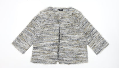 Klass Womens Grey Beige Multicoloured Open Knit Cardigan M